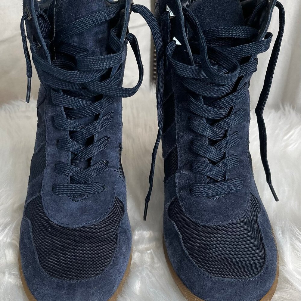 Sam Edelman Platform Sneakers, Navy, Suede, Size 9